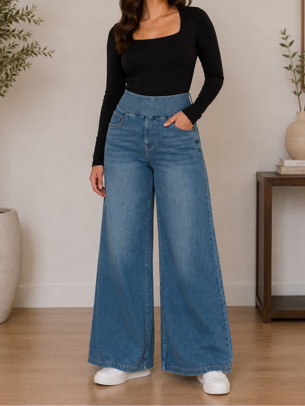 NWOT! Halara High-Waist Wide Leg Blue Jeans for Women